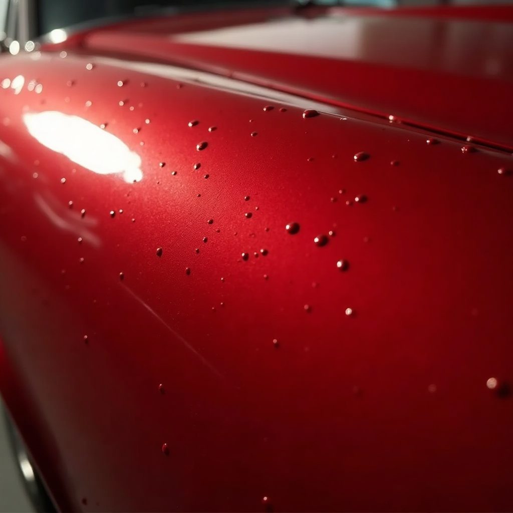 Deep glossy candy-red automotive paint finish